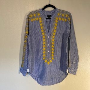 J Crew Button Down Embroidered Tunic Size S NWT